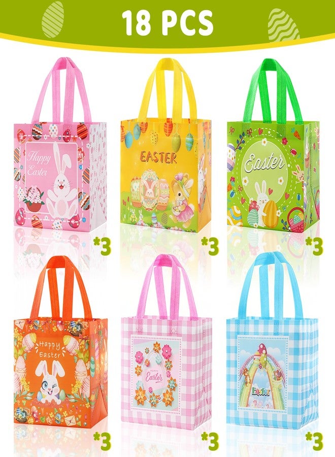 YANGTE 18Pack Easter Bags Non-Woven Easter Baskets Gift Bags with Handle for Kids Egg Hunt Game, Spring Party, Size 8.2 x 5.8 x 8.2in - Image 2
