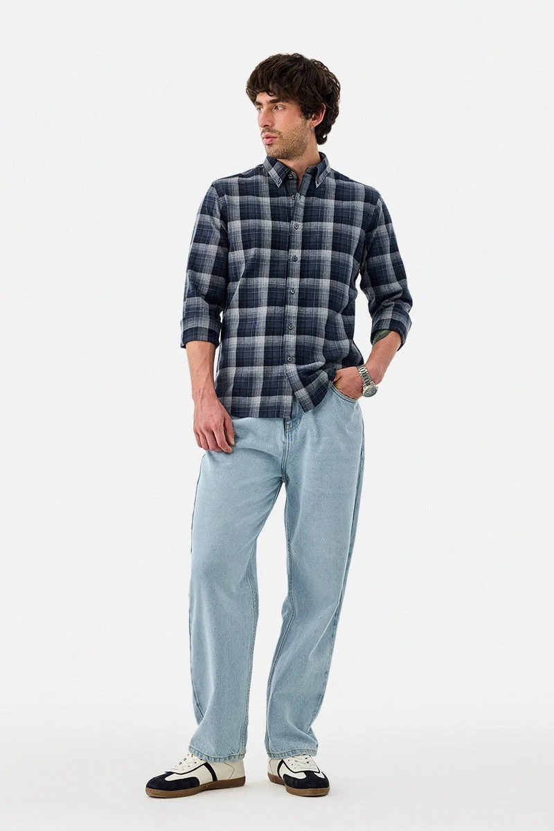 سنيتش قميص كاروهات قطن % بقصة ضيقة