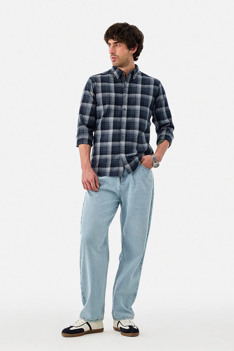 سنيتش قميص كاروهات قطن % بقصة ضيقة