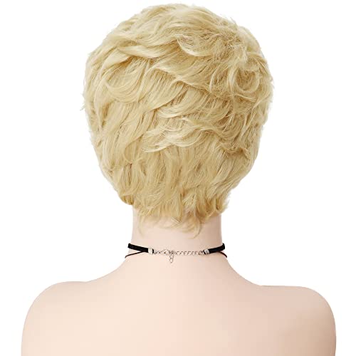GNIMEGIL Elderly Wigs Short Curly Wig for Ladies Synthetic Hair Old Women Wigs Light Blonde Wig Halloween Costume Carnival Party - Image 5