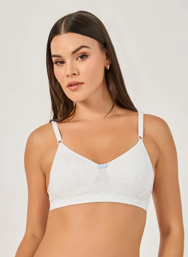 Styli Pack of 2 - Padded Non-Wired Moulded Bra with Contrast Bow Detail
