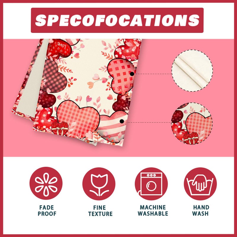 XCHI Love Hearts Valentine's Day Table Runner Table Decoration for Party Home Kitchen Dining Holiday Decor 13x72 Inch - Image 5