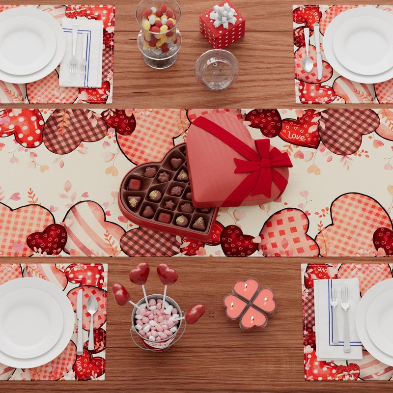 XCHI Love Hearts Valentine's Day Table Runner Table Decoration for Party Home Kitchen Dining Holiday Decor 13x72 Inch - Image 4