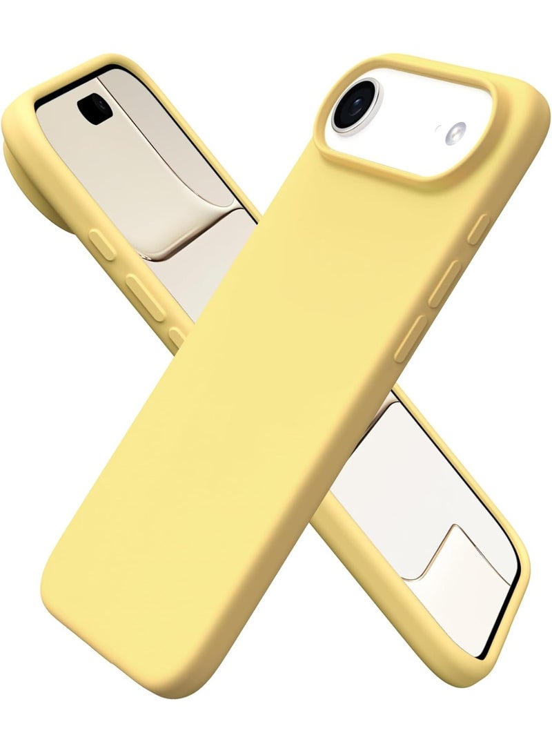أكاليكس جراب سيليكون متوافق مع iPhone 17 Air، جراب هاتف سيليكون سائل رفيع مع مصد مطاطي ناعم مقاوم للصدمات مكون من 3 طبقات مع بطانة من مادة TPU (أصفر زبدي) - Image 1