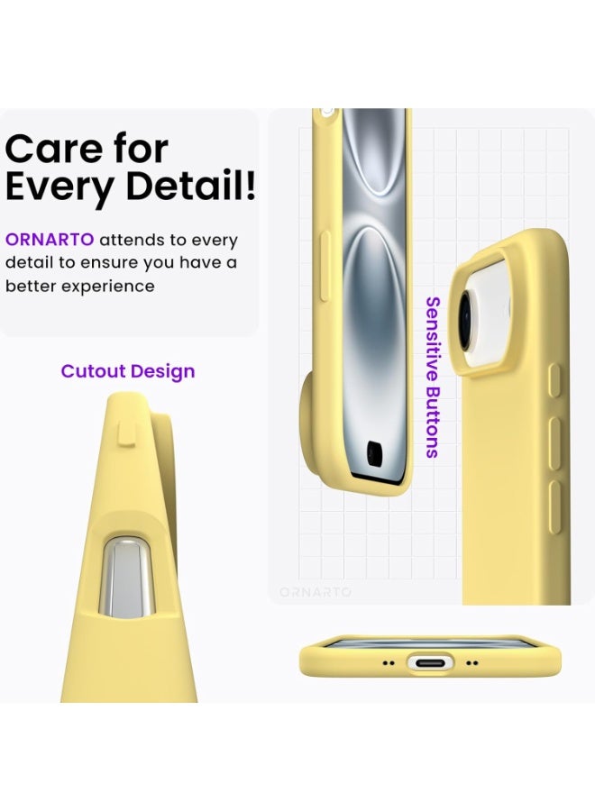 أكاليكس جراب سيليكون متوافق مع iPhone 17 Air، جراب هاتف سيليكون سائل رفيع مع مصد مطاطي ناعم مقاوم للصدمات مكون من 3 طبقات مع بطانة من مادة TPU (أصفر زبدي) - Image 3