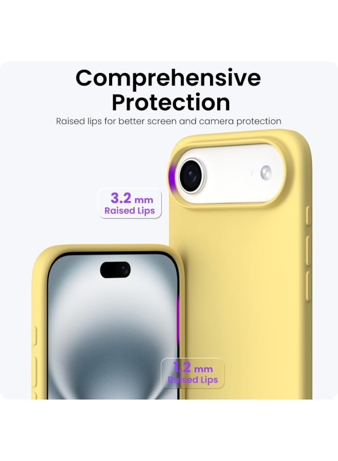 أكاليكس جراب سيليكون متوافق مع iPhone 17 Air، جراب هاتف سيليكون سائل رفيع مع مصد مطاطي ناعم مقاوم للصدمات مكون من 3 طبقات مع بطانة من مادة TPU (أصفر زبدي) - Image 5
