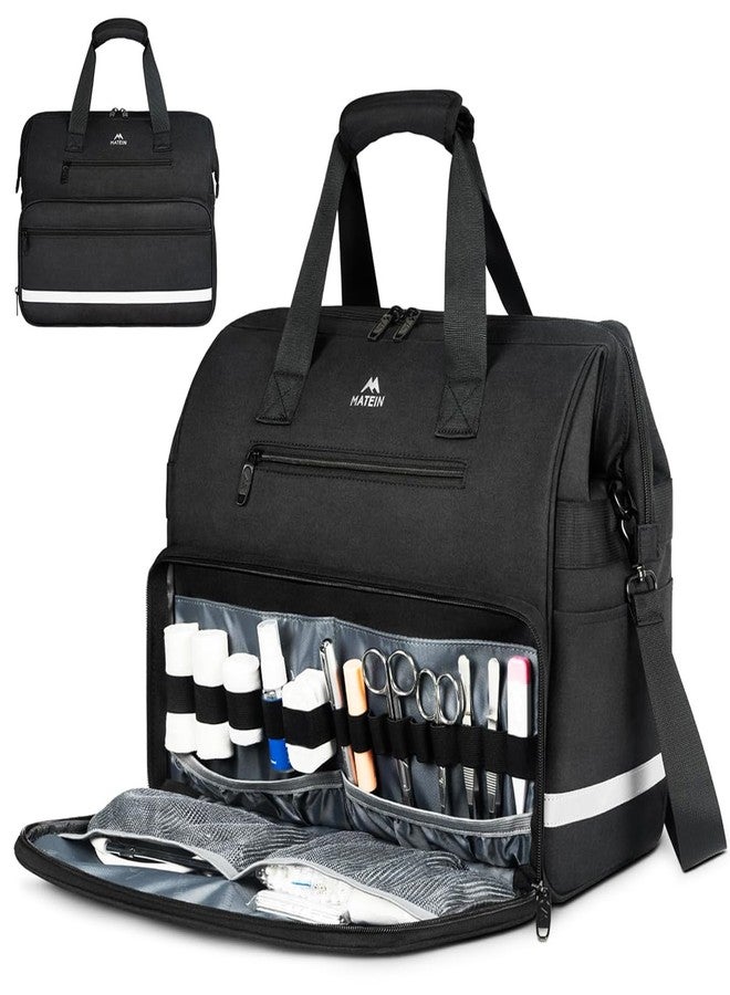 MATEIN Medical Bag, Large Water-Resistant First Aid Bags with Many Pocktets for Nursing, Portable Clinical Home Health Bag Doctor Bag Nurse Gifts for Home Visits, Health Care, Hospice, Black - Image 1