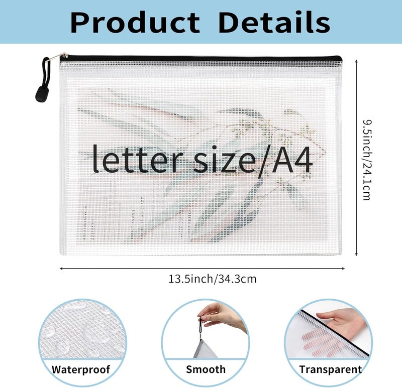EOOUT 42pcs Mesh Zipper Pouch, Black Waterproof Zipper Bags for Organizing Storage, Letter Size/A4 Size Puzzle Bag, Zipper File Bags for Board Games and School Office Supplies - Image 2