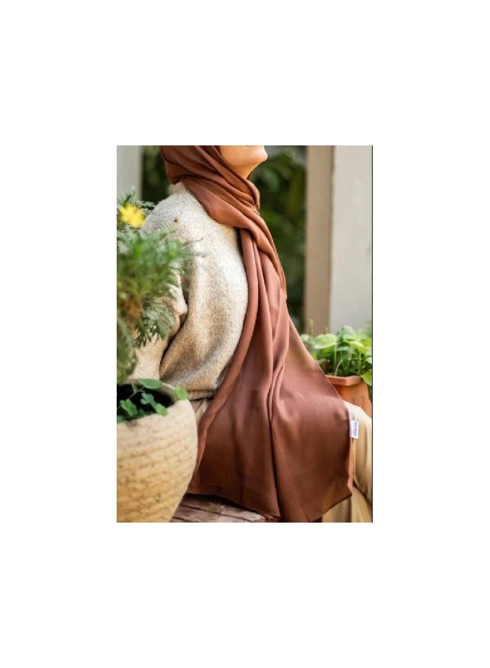 Modern modal hijab shawl, size 200x55 cm, brown - Image 3