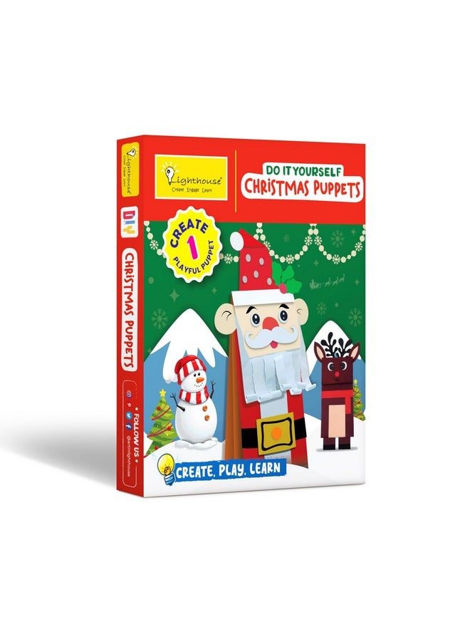 Lighthouse LIGHTHOUSE Art and Craft Kit | DIY Santa Claus Puppet Kit for Kids, Includes Brown Paper Bag, Santa Paper Cutouts, and More | Christmas Gift for Kids (Pack of 5)  - Image 1