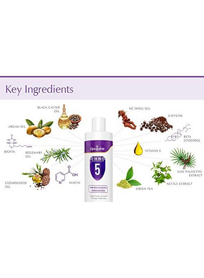 Lipogaine Big 5 Hair Stimulating Shampoo for Hair Thinning & Breakage, for All Hair Types, Men and Women, Infused With Biotin, Caffeine, Argan Oil, Castor oil and Saw Palmetto (Purple) - Image 2