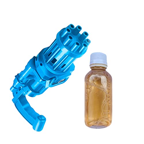 Evisha Assorted Colour Bubble Machine 8-Hole Huge Amount Automatic Bubble Maker Gun Mini Gatling Electric Bubble Gun Machine Outdoor Toys for Kids - Image 1