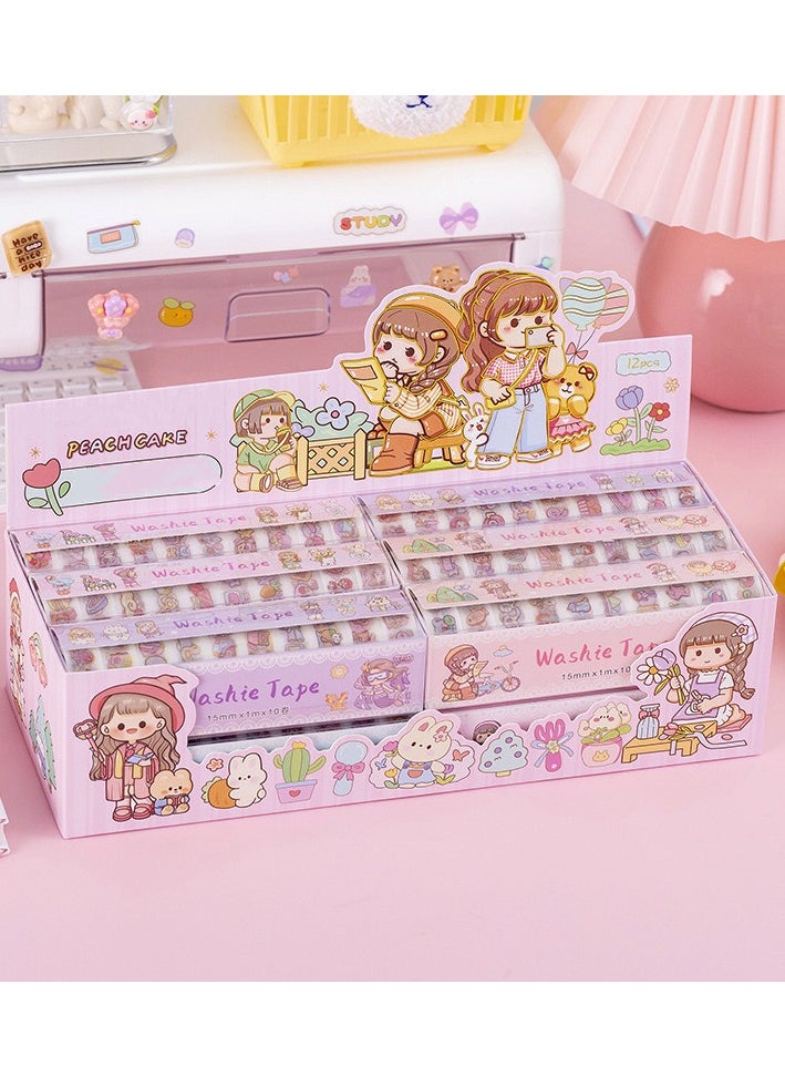 Generic 10 Rolls Cute Washi Tape Set,Small Mochi Children's stationery Gift Set, Aesthetic Decorative Masking Tape Sets for Scrapbook, Journaling, Kid's DIY Craft, Scrapbooking Supplies  - Image 4