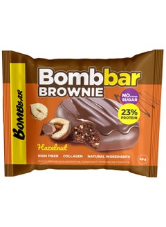 BOMBBAR Collagen Protein Brownie Hazelnut, High Fiber and No Sugar Added 10x50g  - Image 2