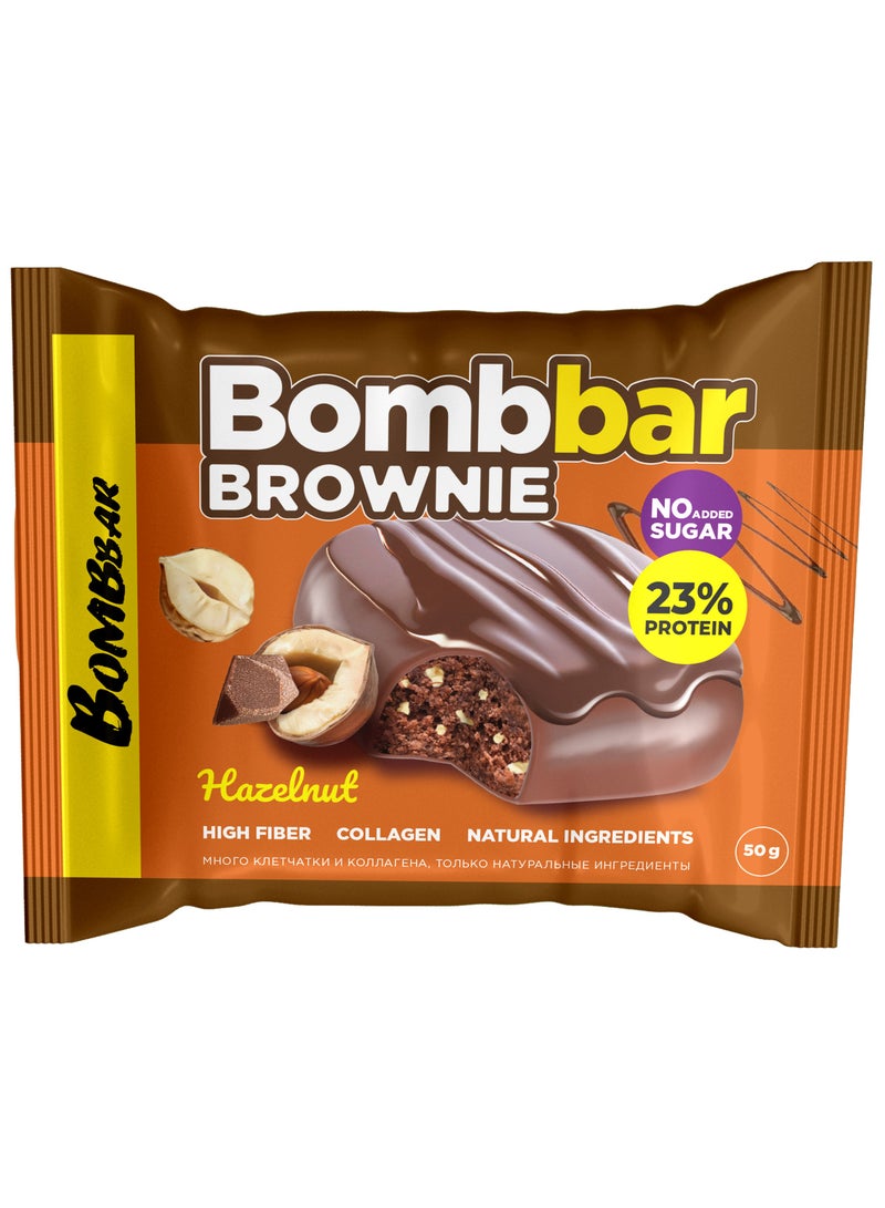 BOMBBAR Collagen Protein Brownie Hazelnut, High Fiber and No Sugar Added 10x50g  - Image 2