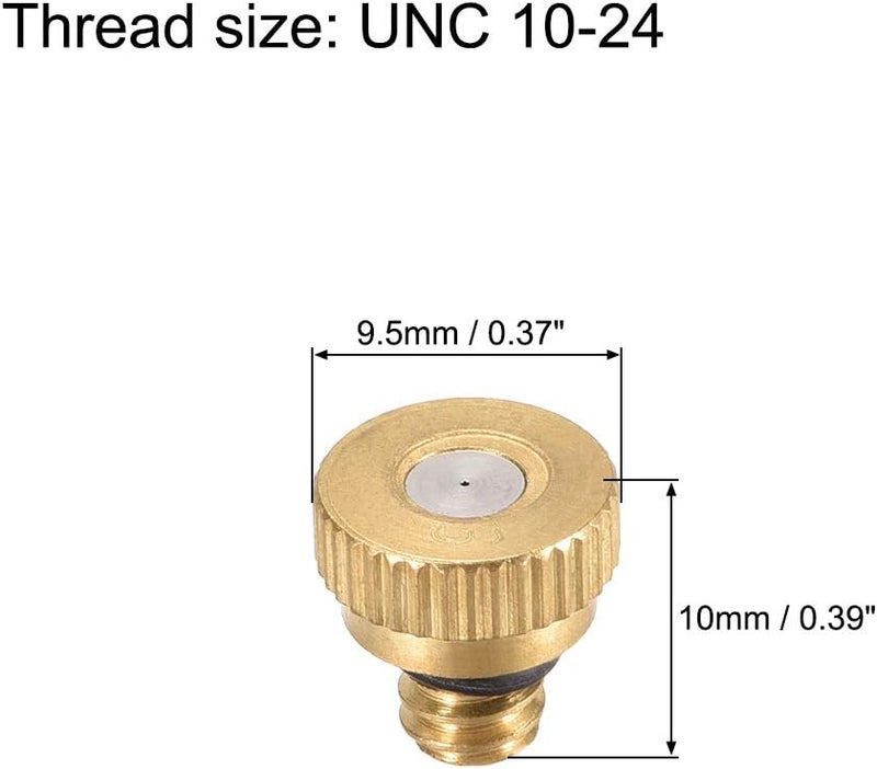 uxcell Brass Misting Nozzle - 10/24 UNC 0.3mm Orifice Dia Replacement Heads for Outdoor Cooling System - 5 Pcs - Image 2