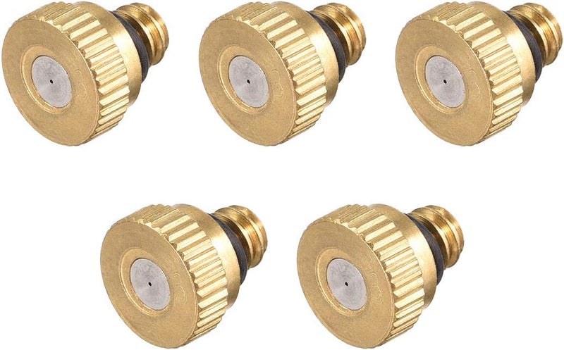 uxcell Brass Misting Nozzle - 10/24 UNC 0.3mm Orifice Dia Replacement Heads for Outdoor Cooling System - 5 Pcs - Image 1