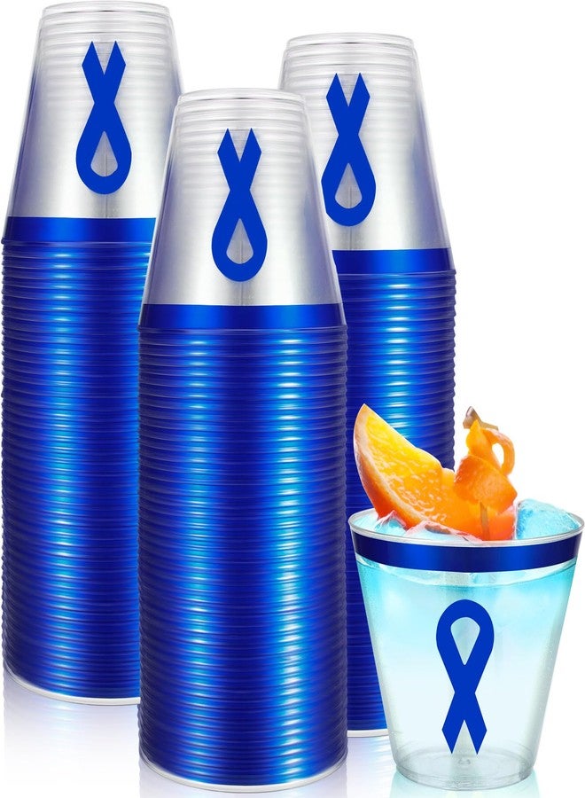 Funnymoom 50 Pcs Colon Cancer Awareness Plastic Cups Bulk 9 oz Blue Ribbon Disposable Prevention Awareness Party Cups for Fundraising Decorations Supplies - Image 1