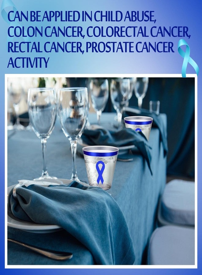 Funnymoom 50 Pcs Colon Cancer Awareness Plastic Cups Bulk 9 oz Blue Ribbon Disposable Prevention Awareness Party Cups for Fundraising Decorations Supplies - Image 5
