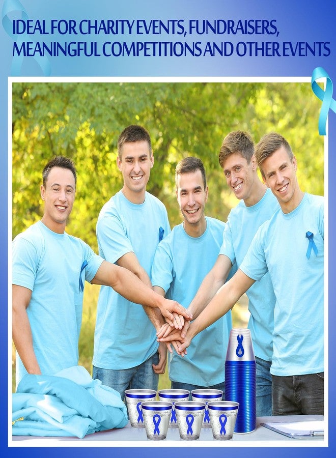 Funnymoom 50 Pcs Colon Cancer Awareness Plastic Cups Bulk 9 oz Blue Ribbon Disposable Prevention Awareness Party Cups for Fundraising Decorations Supplies - Image 4
