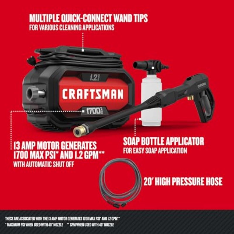 غسالة ضغط كهربائية للماء البارد بقوة 1700PSI وتصريف 1.2 جالون في الدقيقة (CMEPW1700) - Image 2