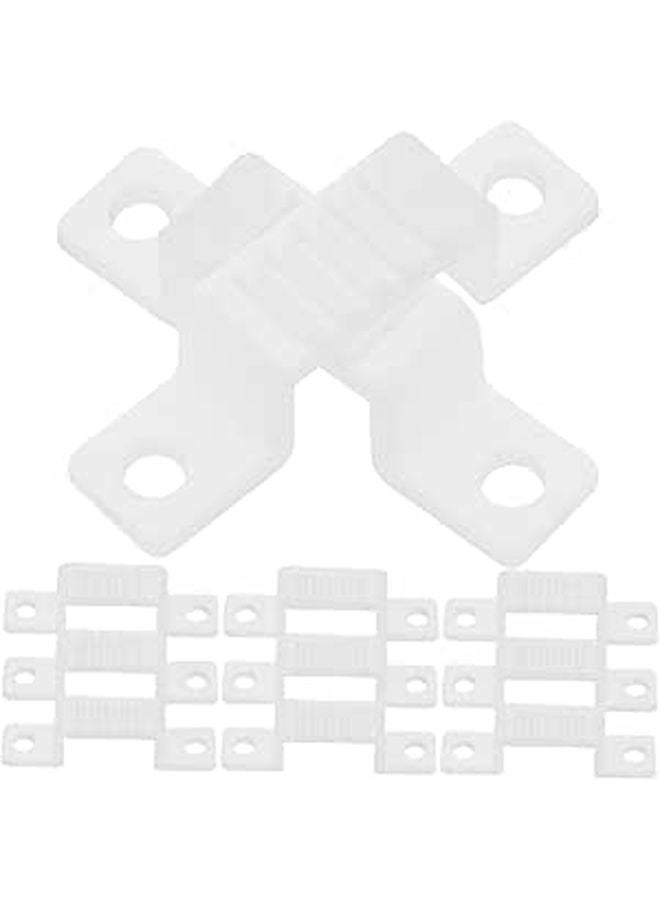 LED Strip Clips 100pcs White Plastic Buckles Double Hole 3 Wire Fixing Clamps Sturdy Lighting Accessories for Home Event Decoration - Image 1