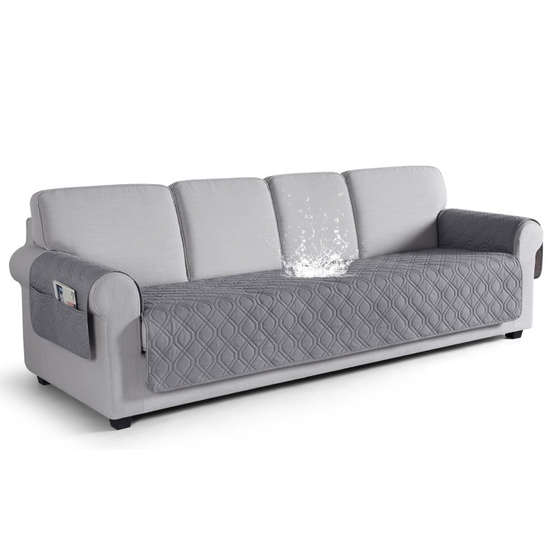 VANSOFY Couch Cover  Waterproof Sofa Covers Couch Washable Slipcover Furniture Protector Non-Slip Couch Cover for Dogs  Pets(Oversized Sofa  Light Gray) - Image 1