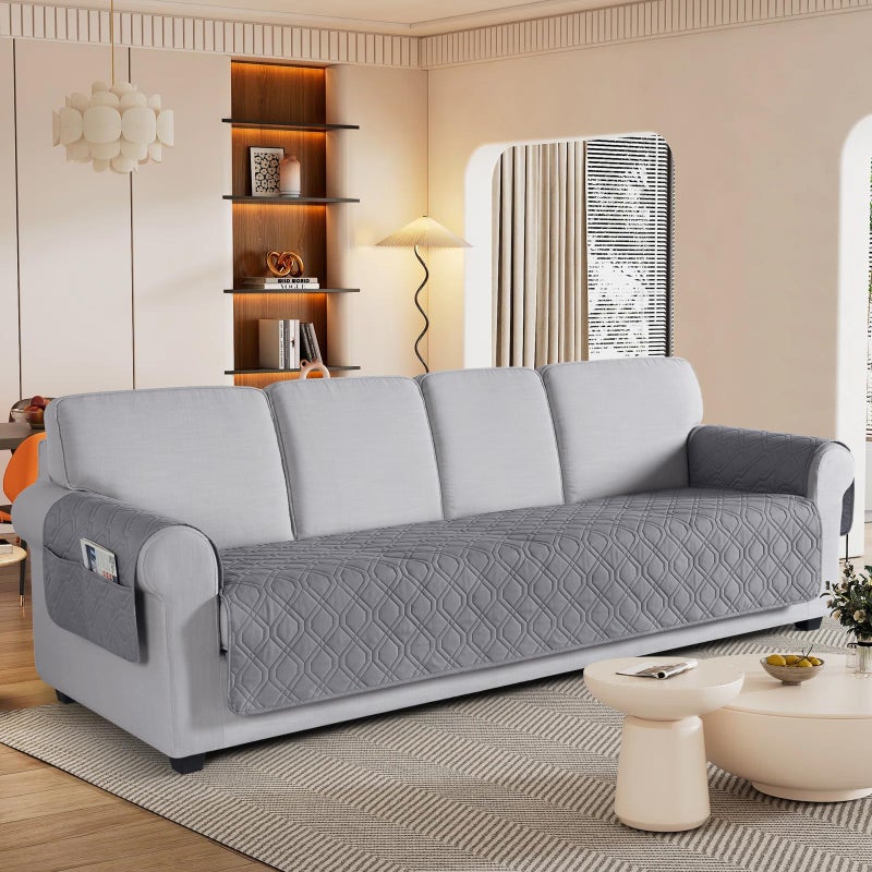 VANSOFY Couch Cover  Waterproof Sofa Covers Couch Washable Slipcover Furniture Protector Non-Slip Couch Cover for Dogs  Pets(Oversized Sofa  Light Gray) - Image 2