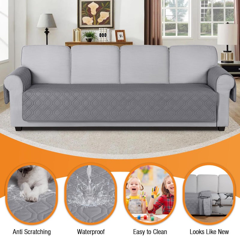 VANSOFY Couch Cover  Waterproof Sofa Covers Couch Washable Slipcover Furniture Protector Non-Slip Couch Cover for Dogs  Pets(Oversized Sofa  Light Gray) - Image 4