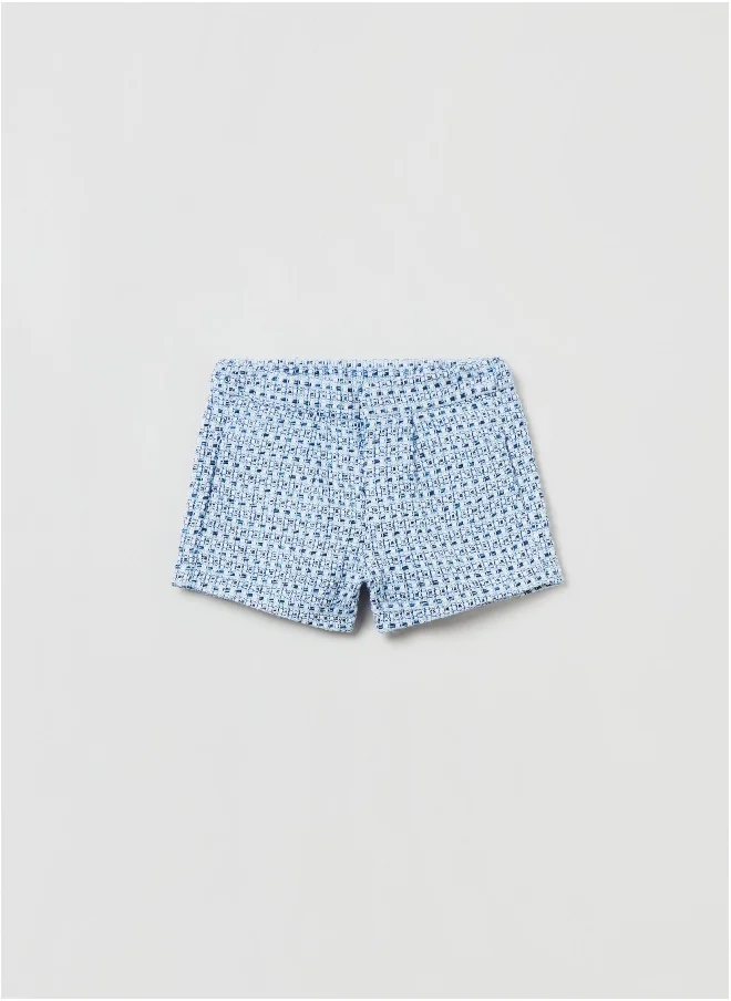 او في اس OVS Bouclé Shorts With Geometric Design
