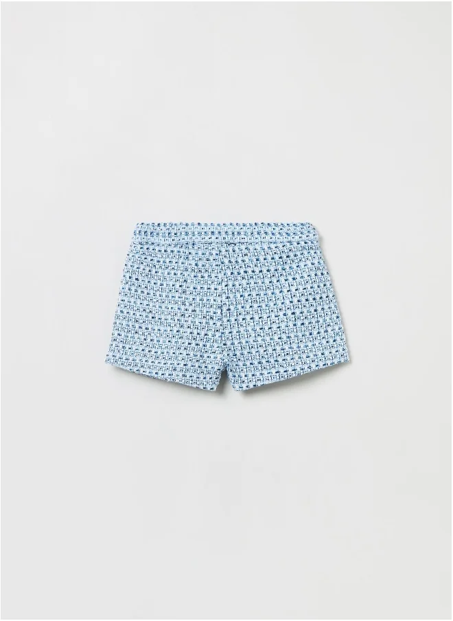 او في اس OVS Bouclé Shorts With Geometric Design