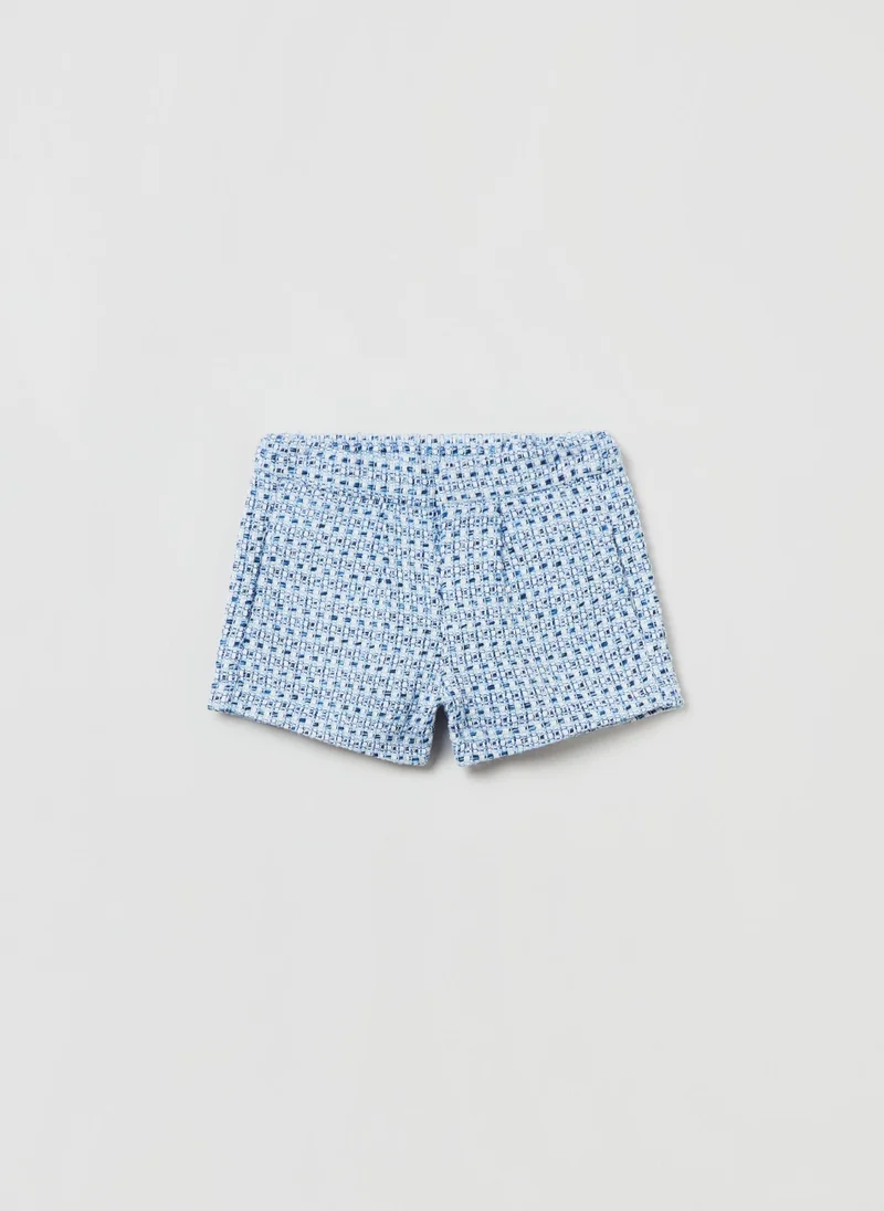 او في اس OVS Bouclé Shorts With Geometric Design