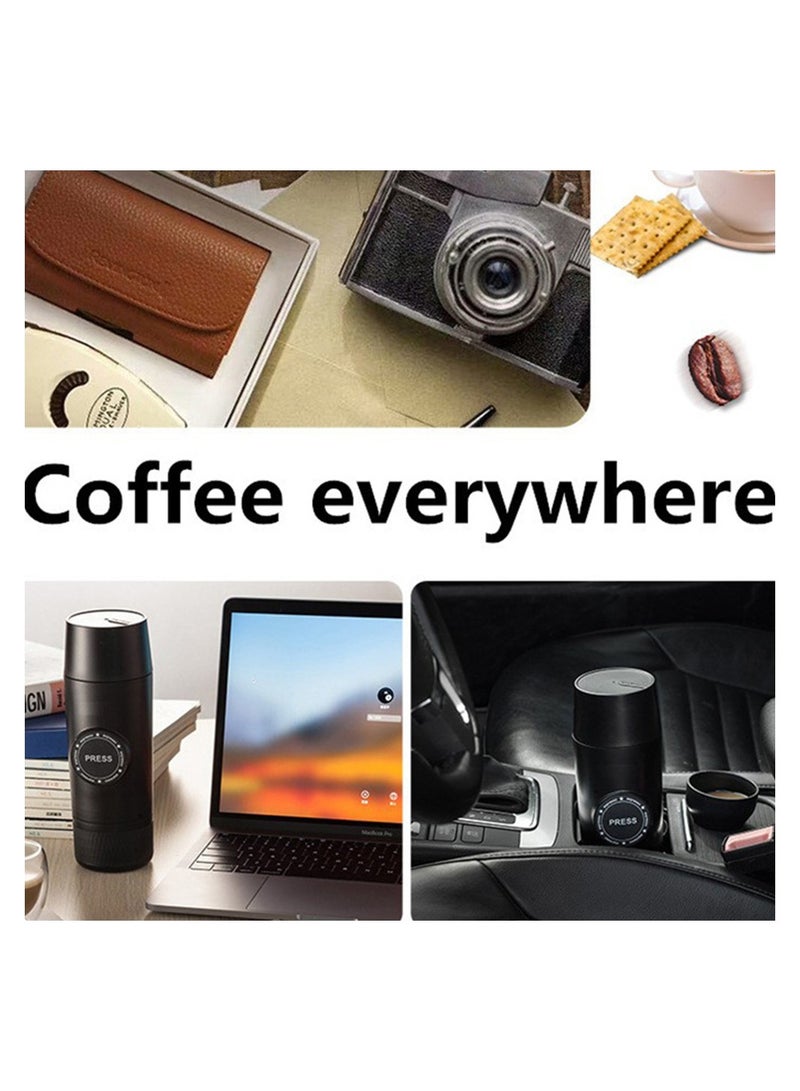 Electric Coffee Machine ,Mini Portable Ground Coffee Espresso Machine , Maker for Camping Hiking Black, Vehicle Mounted Outdoor Coffee Machine , Capsule Coffee Machine 22*7*7cm