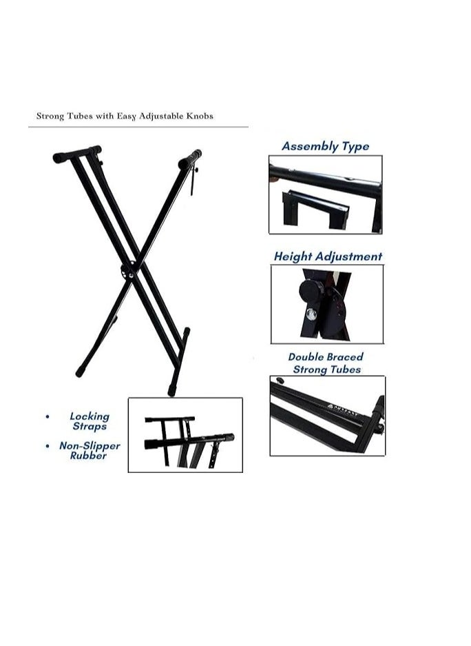 Megarya Adjustable Piano Stand Heavy Duty Double Braced Keyboard Stand Musical Instruments for Adults Black  - Image 2