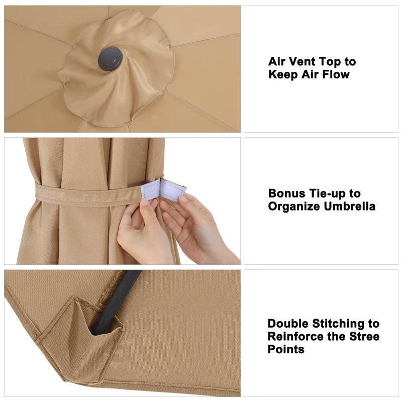 ABCCANOPY 9ft Outdoor Umbrella Replacement Top Suit 8 Ribs (Khaki) - Image 4