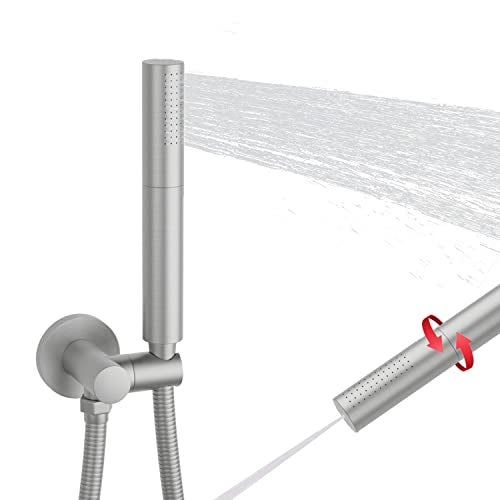 KATAIS Brushed Nickel Dual Modes Brass Shower Wand High Pressure 7 Inch Brushed Finish Shower Head Sprayer Hand 2 In 1 Function Handheld Shower Head Set with 59 Inch Hose, Bracket - Image 1