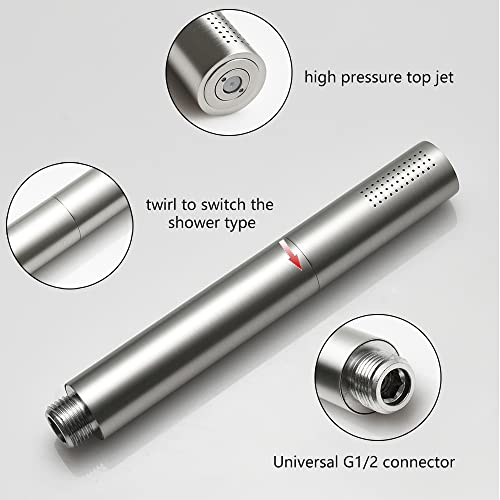 KATAIS Brushed Nickel Dual Modes Brass Shower Wand High Pressure 7 Inch Brushed Finish Shower Head Sprayer Hand 2 In 1 Function Handheld Shower Head Set with 59 Inch Hose, Bracket - Image 3