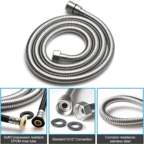 KATAIS Brushed Nickel Dual Modes Brass Shower Wand High Pressure 7 Inch Brushed Finish Shower Head Sprayer Hand 2 In 1 Function Handheld Shower Head Set with 59 Inch Hose, Bracket - Image 4