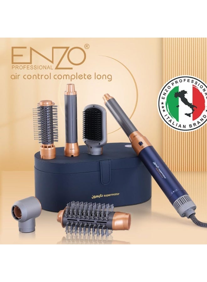 ENZO Professional EN-4133 6-in-1 Hair Dryer Brush & Multi Styler – Ionic Hot Air Blow Dryer, Hair Straightener, Curler & Volumizing Brush – ShinyBlue - Intl Version - Image 1