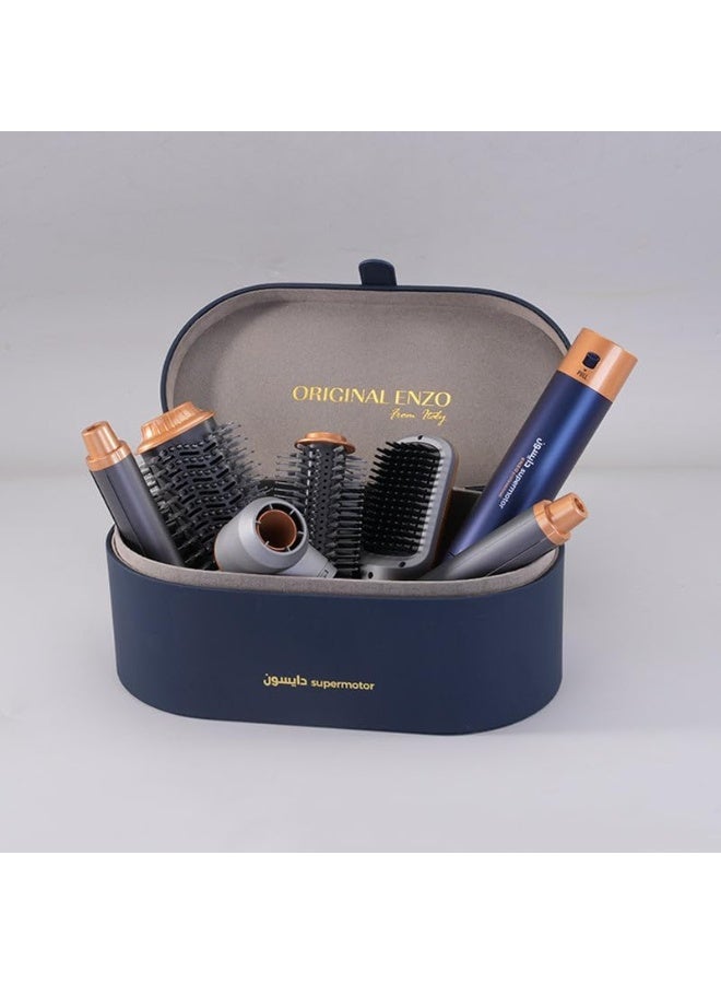 ENZO Professional EN-4133 6-in-1 Hair Dryer Brush & Multi Styler – Ionic Hot Air Blow Dryer, Hair Straightener, Curler & Volumizing Brush – ShinyBlue - Intl Version - Image 4