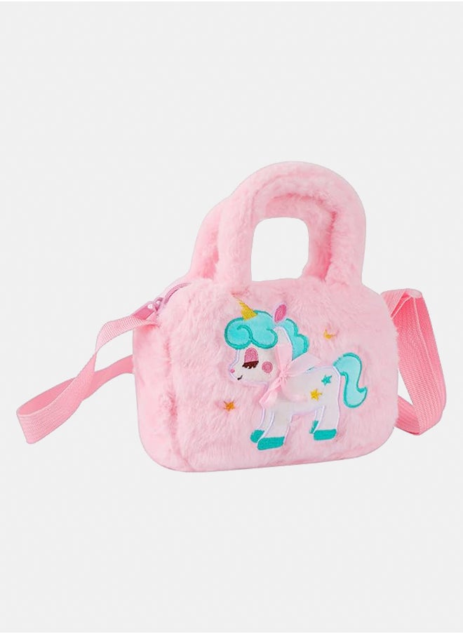 Generic Purse Dye Travel Women Plush Fluffy Shoulder Pink Cosmetic Handbag Baby Bag Girl D Pattern Organizer Crossbody Cute for Messenger Handbags Adorable Cartoon Gift Tie Children Girls  - Image 1
