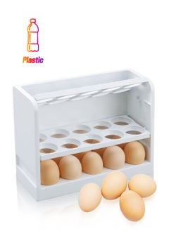 Excefore Egg Holder for Refrigerator Egg Storage Box for Fridge Egg Tray Container Plastic Egg Carton Reusable Egg Organizer for Refrigerator Door 30 Count Space Saver  - Image 1