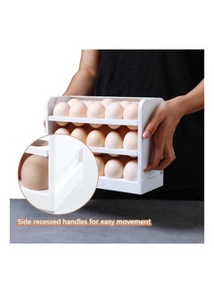 Excefore Egg Holder for Refrigerator Egg Storage Box for Fridge Egg Tray Container Plastic Egg Carton Reusable Egg Organizer for Refrigerator Door 30 Count Space Saver  - Image 5