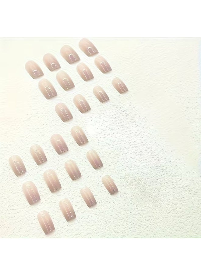 Goolsky Upgrade Your Look Instantly with The 24pcs Strip Pack) Short Square Grey Gradient Gloss Fake Nails & 1 Nail File & 1 Nail Tape - Image 2