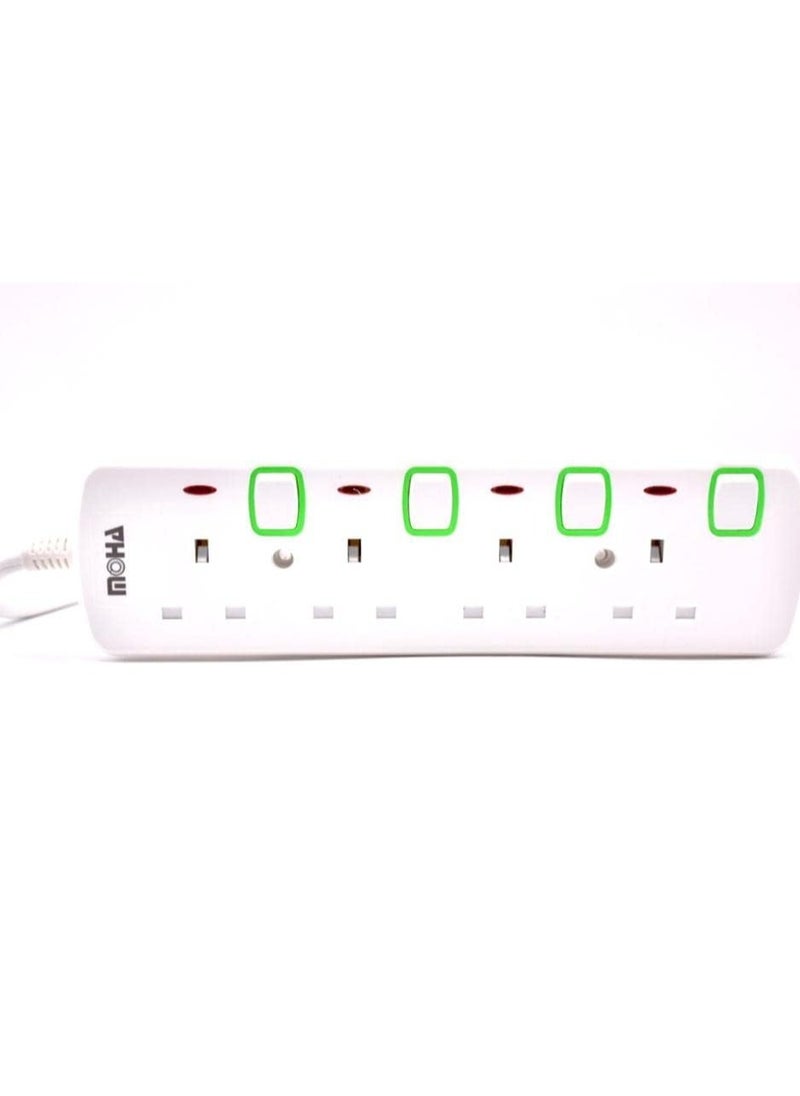 MOHA - 4-Way Socket Power Extension With Individual Switch White 5meter - Image 1