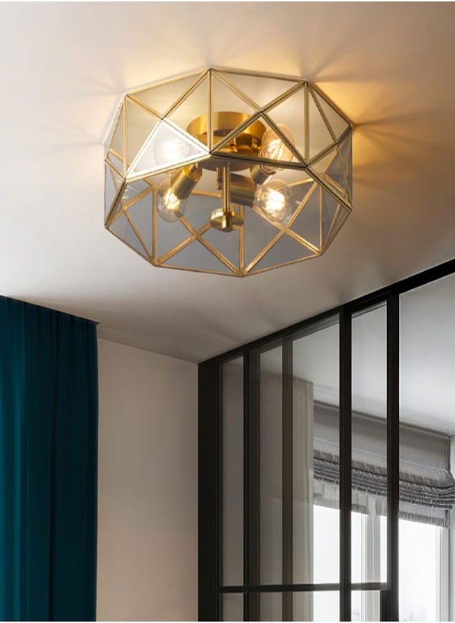 ٍSiera Light Decorative Flush-Mount Ceiling Light, Copper and Glass Triangular Design 45 cm1526  - Image 1