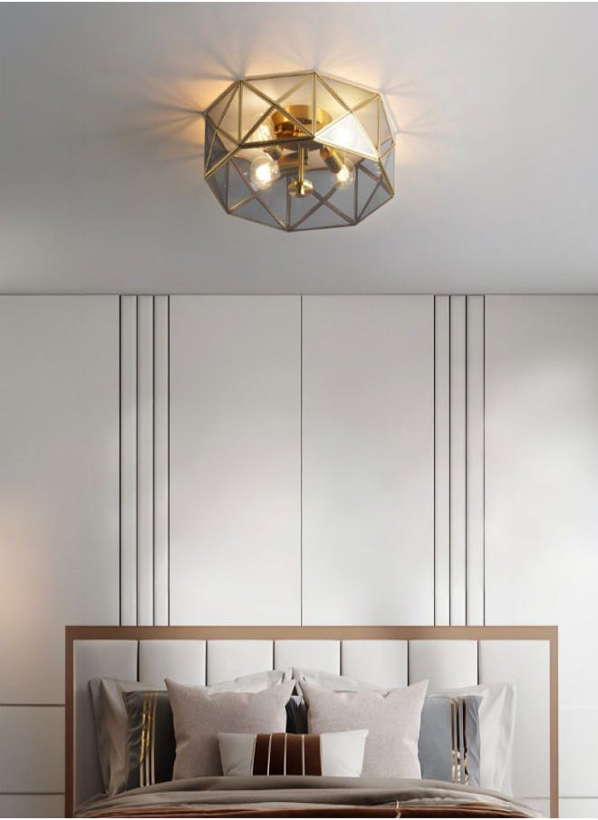 ٍSiera Light Decorative Flush-Mount Ceiling Light, Copper and Glass Triangular Design 45 cm1526  - Image 2