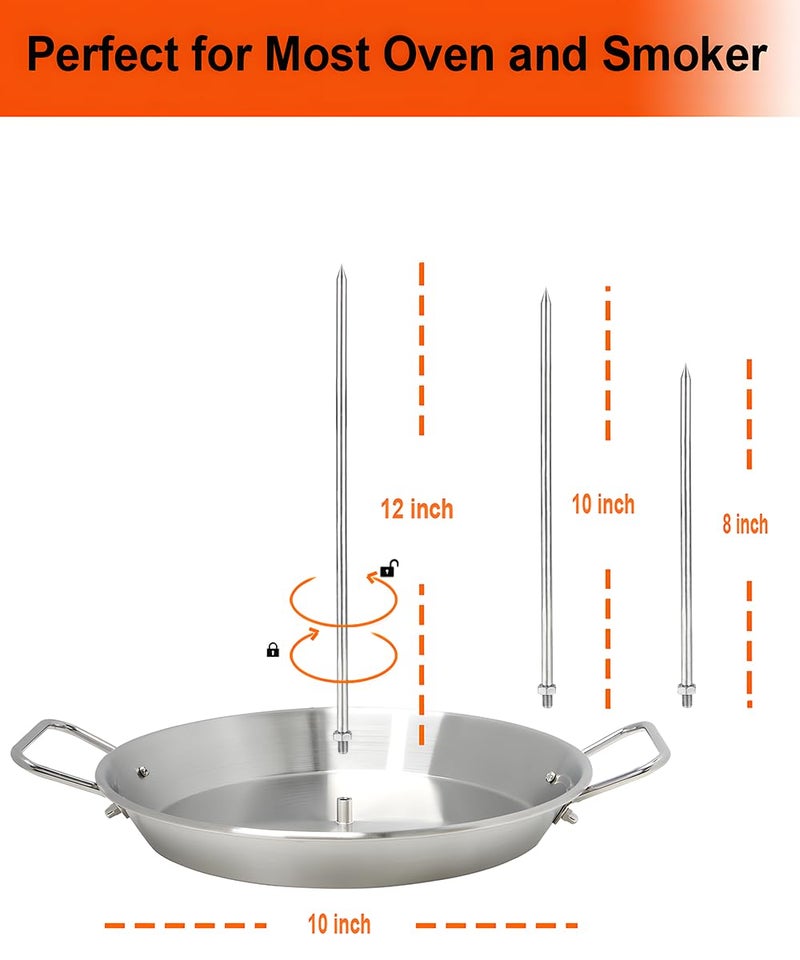 Dallden BBQ Vertical Skewer-Al Pastor Skewer Vertical Rotisserie Vertical Spit Stand for Tacos Al Pastor, Shawarma, Gyros- BBQ Grilling Accessory with 3 Removable Spikes (8â€, 10" and 12â€) - Image 4