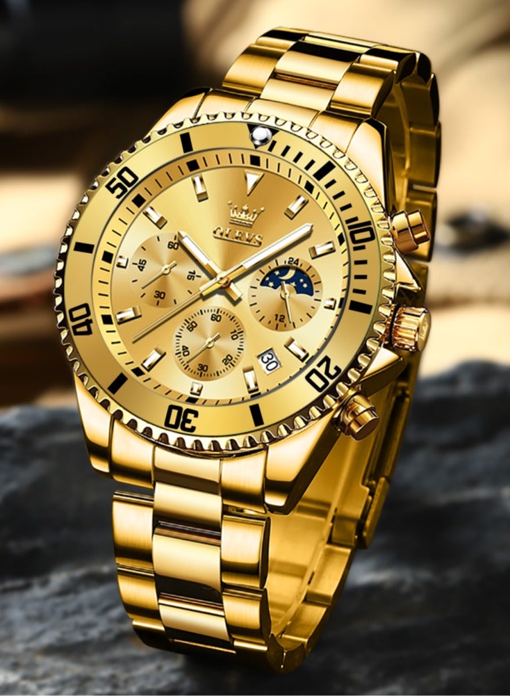 أوليفز ساعات رجالية كوارتز مقاومة للماء 42 مم 2870 ذهبية - Image 1