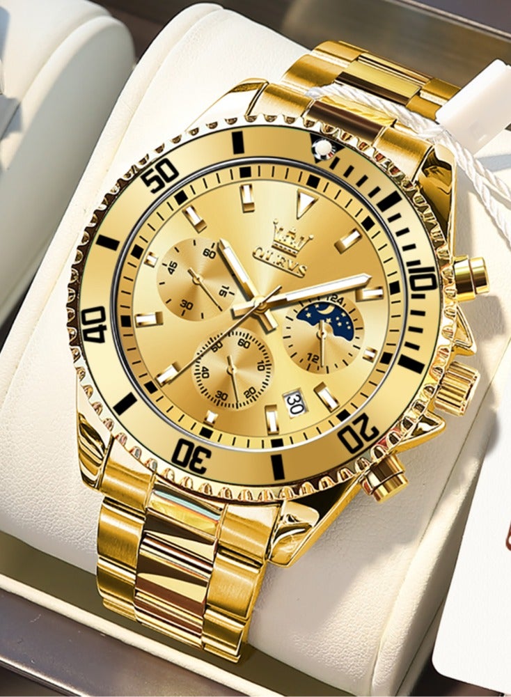 أوليفز ساعات رجالية كوارتز مقاومة للماء 42 مم 2870 ذهبية - Image 2